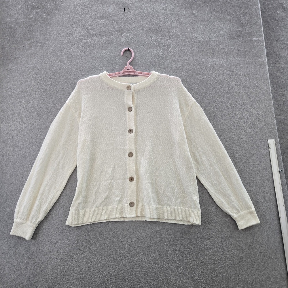 FP Beach‎ Women Sweater S/P White Cardigan Button Long Sleeve